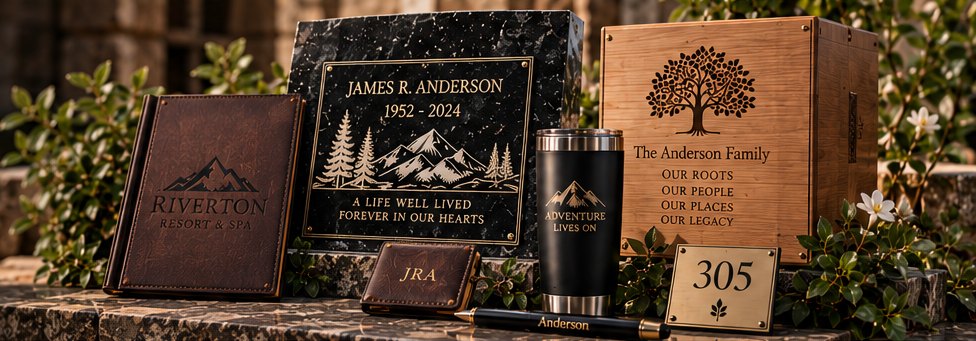 A selection of Etched Legacy engraved pieces